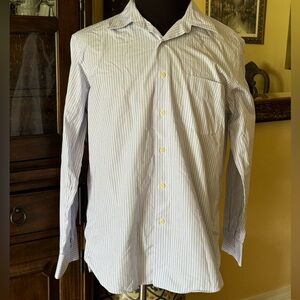 J.Crew Button Down Shirt Light Blue Striped Red & Blue Sz L (16-16 1/2)